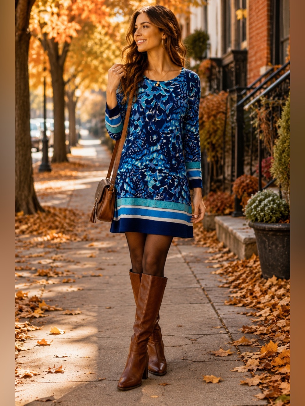 Anthropologie Papillon Peacock Print Blue Stretch Shift Dress M
